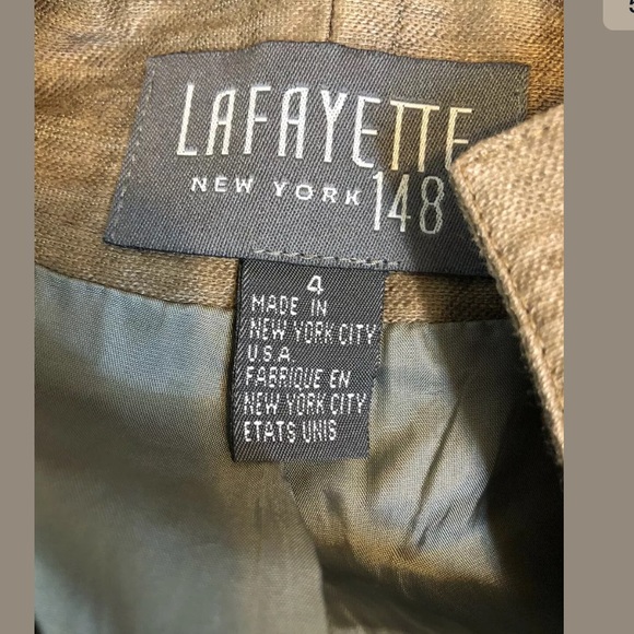Lafayette 148 Linen Blend Jacket 4 Brown Zip Up - Picture 5 of 6